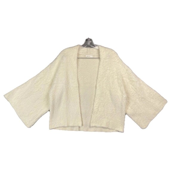 Sleeping On Snow Women OS Cozy Nights Fuzzy Kimono Cardigan Eyelash Knit Ivory - Picture 4 of 11